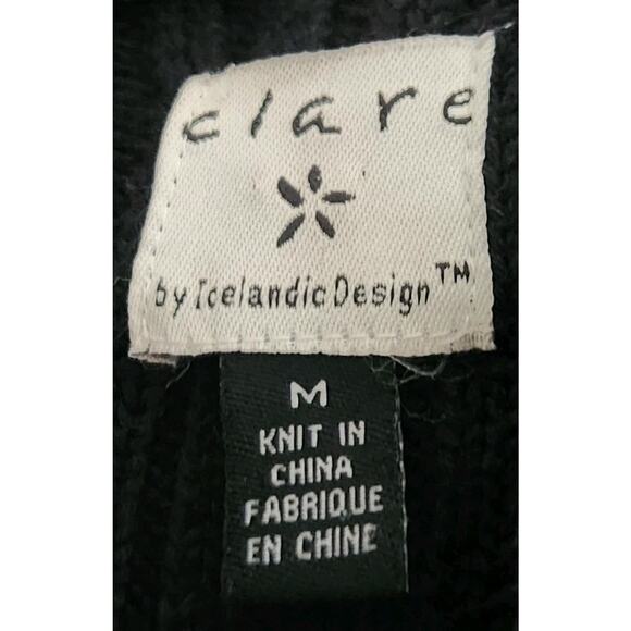 Clare Icelandic Design Sweater Womens Med Black Full Zip Cardigan - Picture 6 of 8